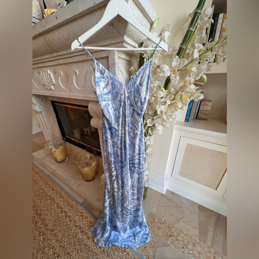 Lagence Blue and White Long Dress – Elegant and Timeless